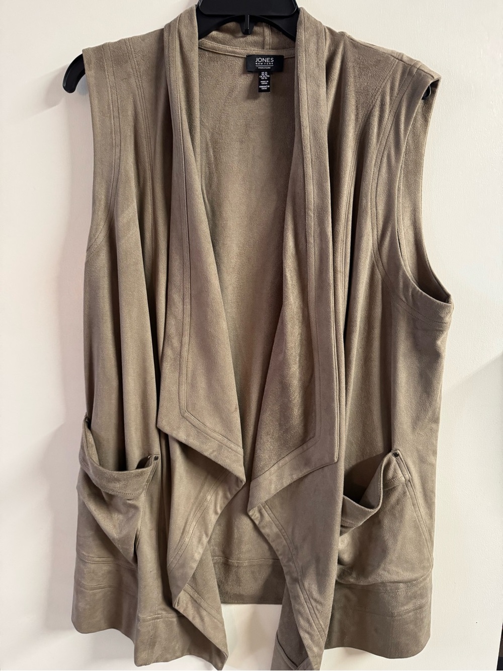 Taupe Faux Suede Waterfall Ling Vest